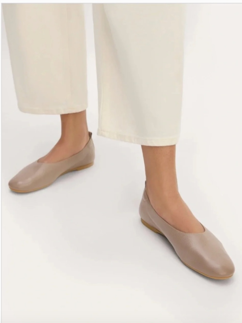 Everlane Taupe Leather Slip-On Ballet Flats